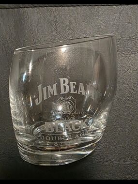 Jim Beam Black Etched Whiskey Glass - Clear